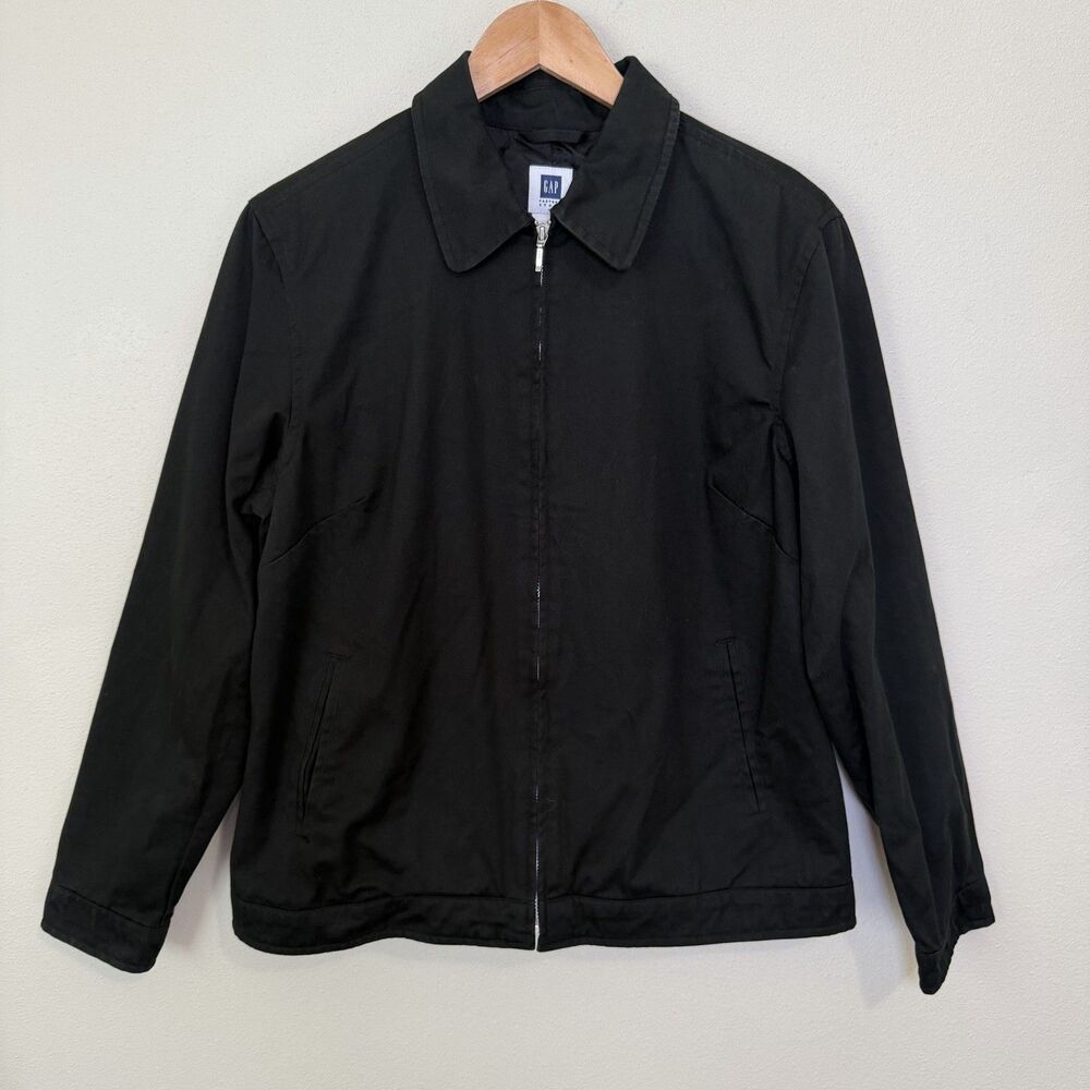 Vintage 2003 Gap Y2K Canvas Jacket Workwear Utility Black Womens L Full Zip